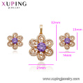 64531 Xuping China wholesale beautiful flower shape 18k gold filled jewelry set Zirconia jewelry